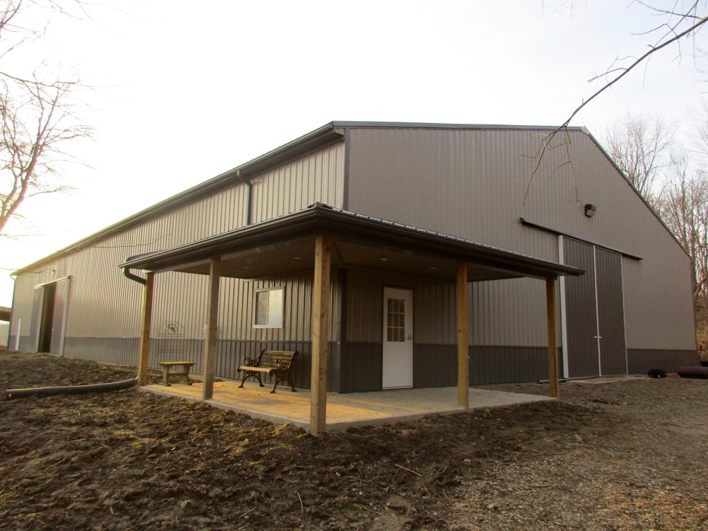 Ralph - Union, MI 70 x 114 x 16 Riding Arena with 40 x 8 x 8 wrap around porch, horse stalls and wash bay.