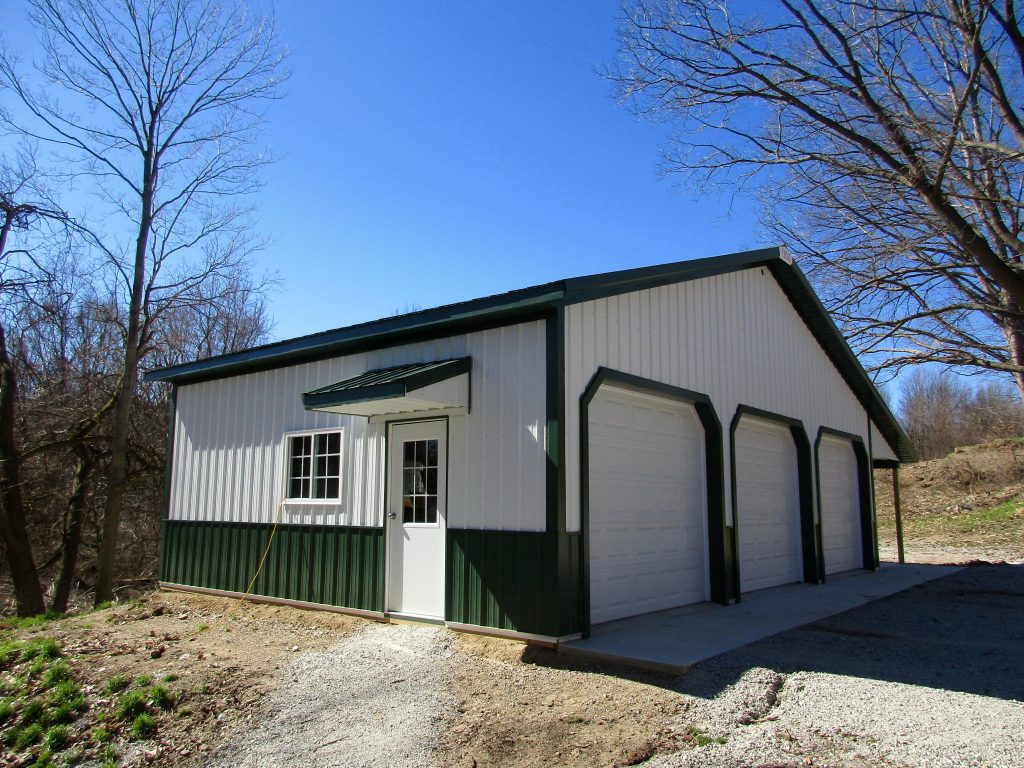 John-Buchanan, MI 36x24x10 with 8x24 porch. Hunter Green roof and White sides.